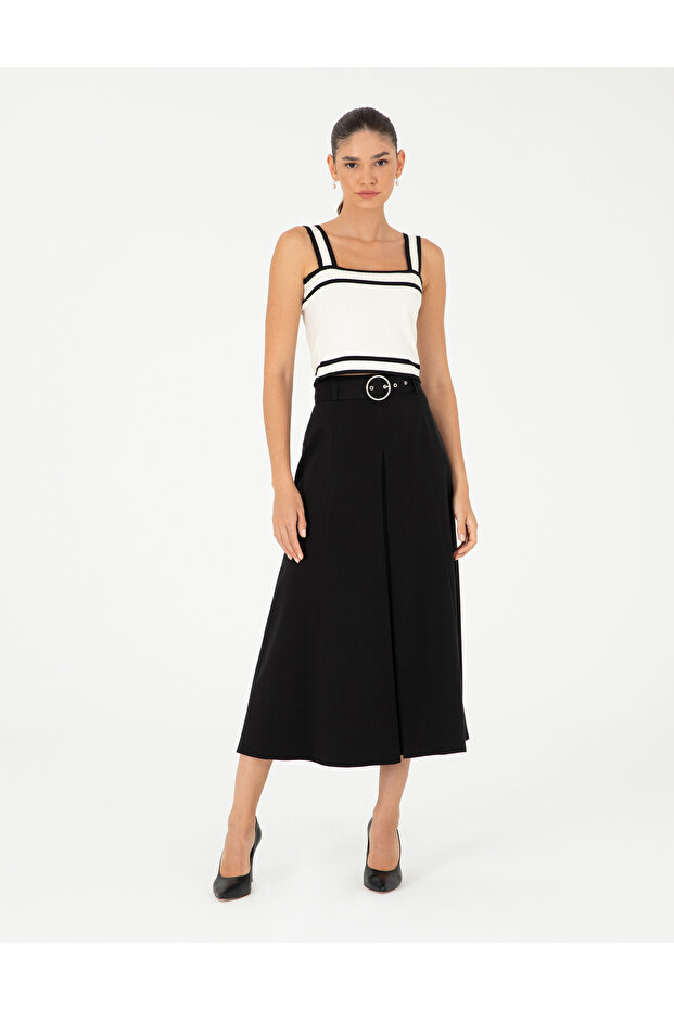 Black A-Line Woven Skirt 50292648 -Vr046