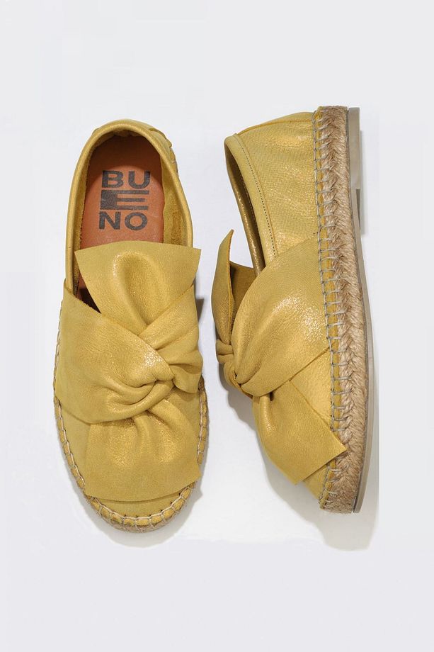Sarı Simli Deri Kadın Espadril Ayakkabı 01wn3100 - 1