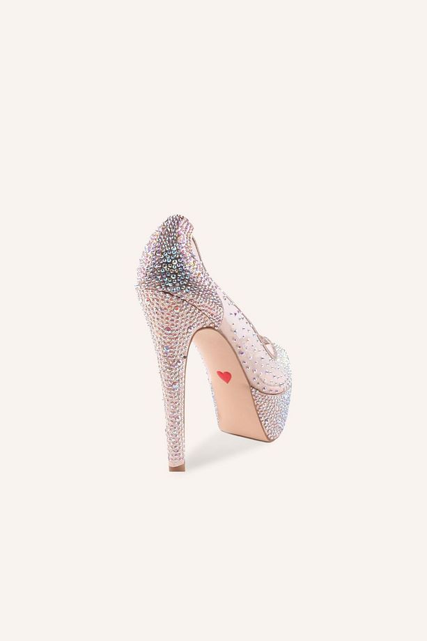 Ekru Cinderella Yüksek Platform Topuklu Ayakkabı - 4
