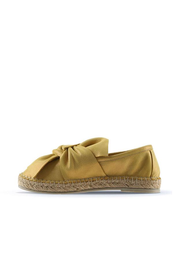 Sarı Simli Deri Kadın Espadril Ayakkabı 01wn3100 - 4