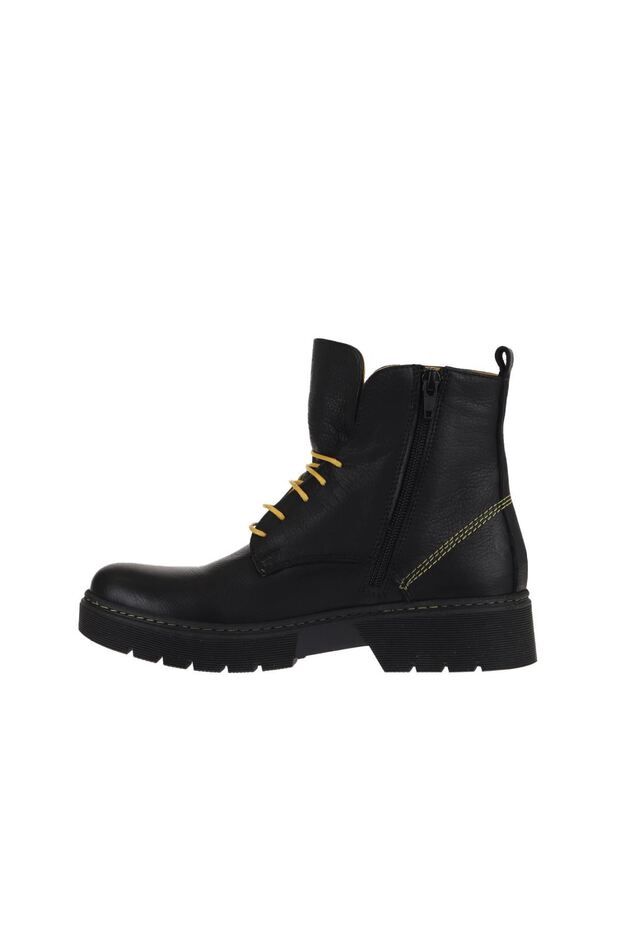 Siyah Sarı Flotter Deri Kadın Düz Bot 01wr4905 - 4