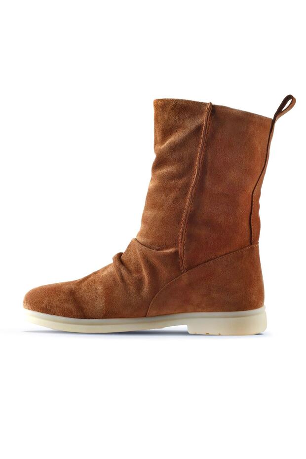 Taba Açık Süet Kadın Düz Bot 01wt3305 - 3