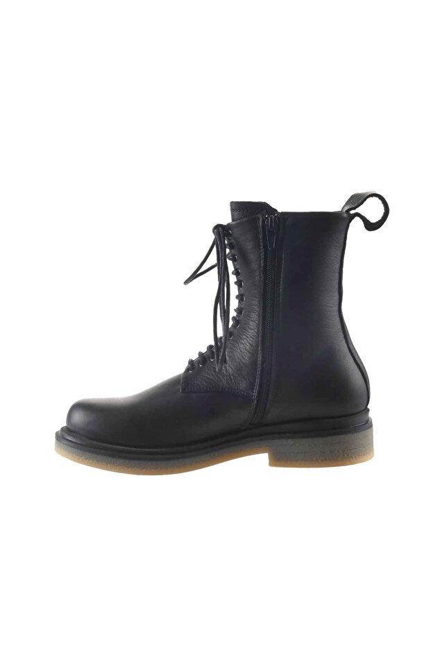 Siyah Flotter Deri Kadın Düz Bot 01wt3100 - 3