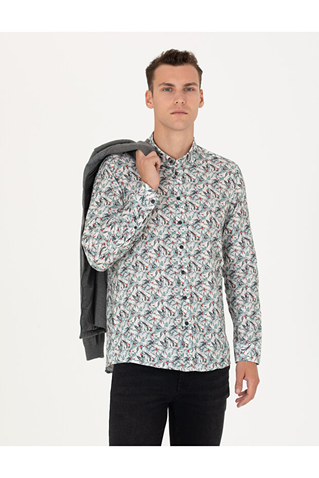 Mint Slim Fit Long Sleeve Shirt 50276458-Vr152