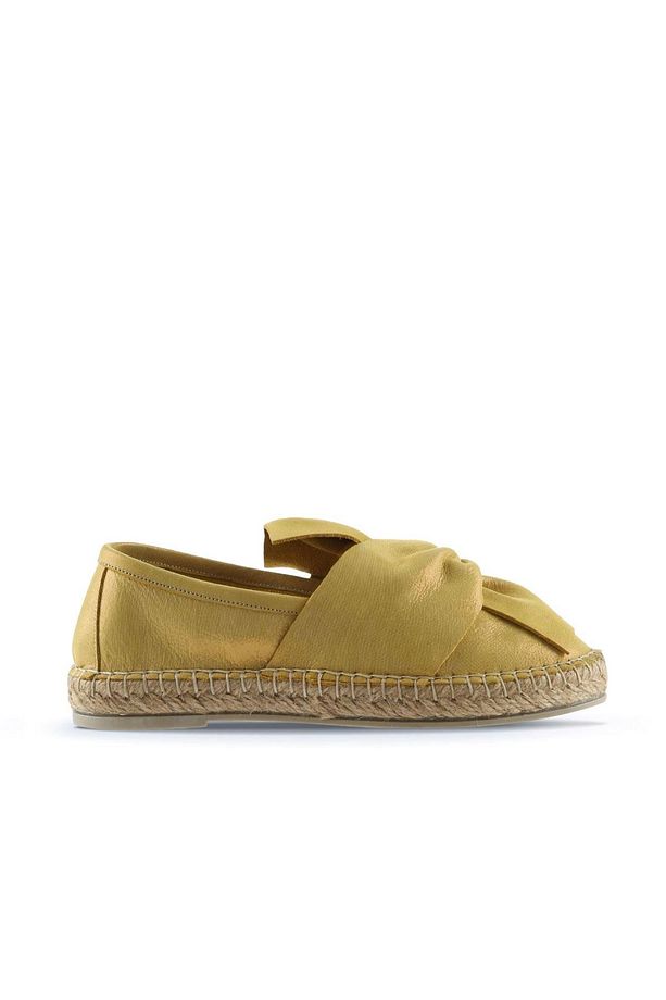 Sarı Simli Deri Kadın Espadril Ayakkabı 01wn3100 - 2