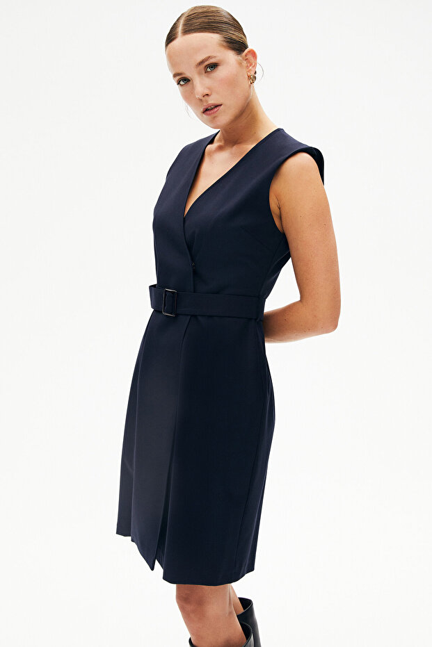 LACİVERT MİNİ ELBİSE - 2