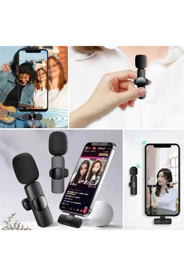Type C Uyumlu Iphone Dönüştürücülü Kablosuz Yaka Mikrofonu Android Ve Iphone Uyumlu Mini Mikrofon - 1