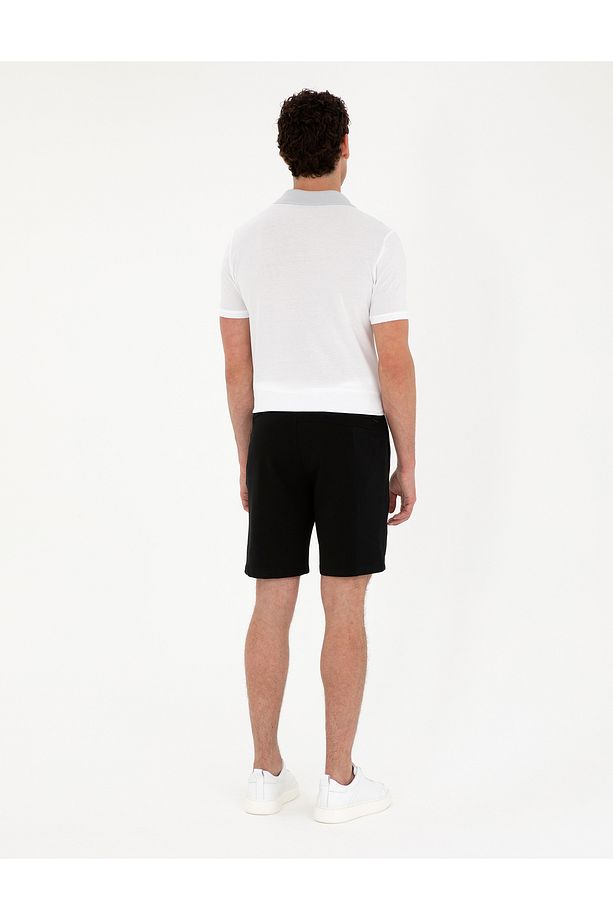 Siyah Regular Fit Örme Şort 50284172-VR046 - 4