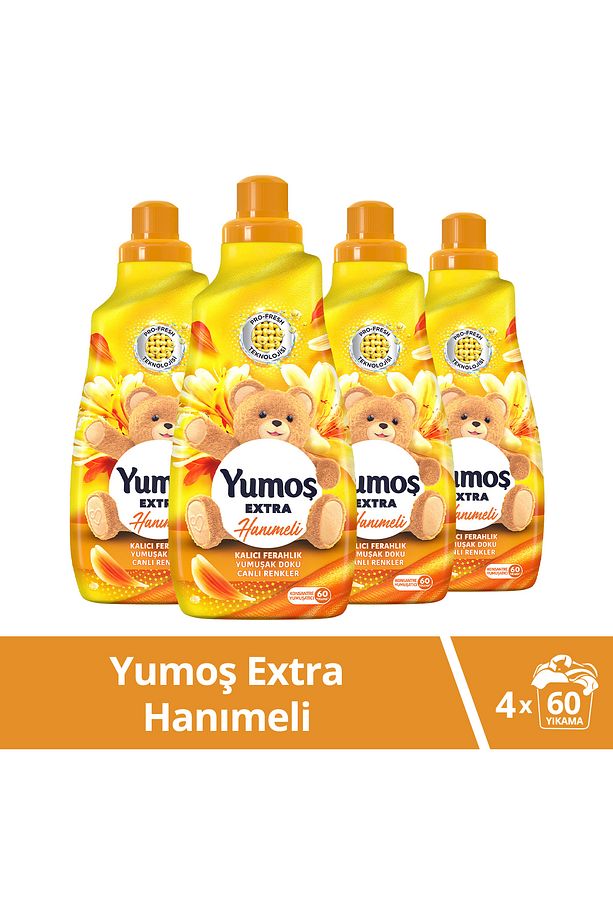 Extra Konsantre Çamaşır Yumuşatıcısı Hanımeli 1440 ml 60 Yıkama 4 Adet - 1