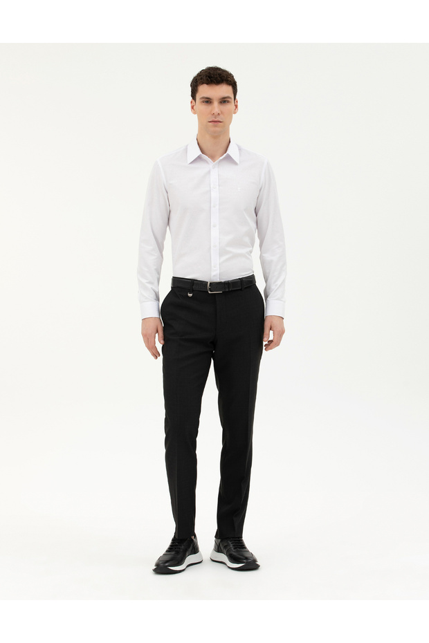 Black Slim Fit Fabric Trousers 50288249-Vr046