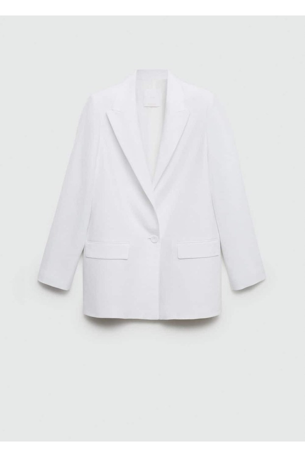 Düz keten blazer ceket - 3