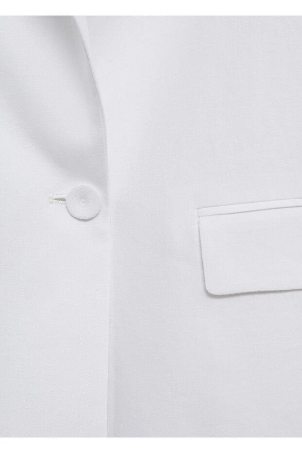 Düz keten blazer ceket - 5
