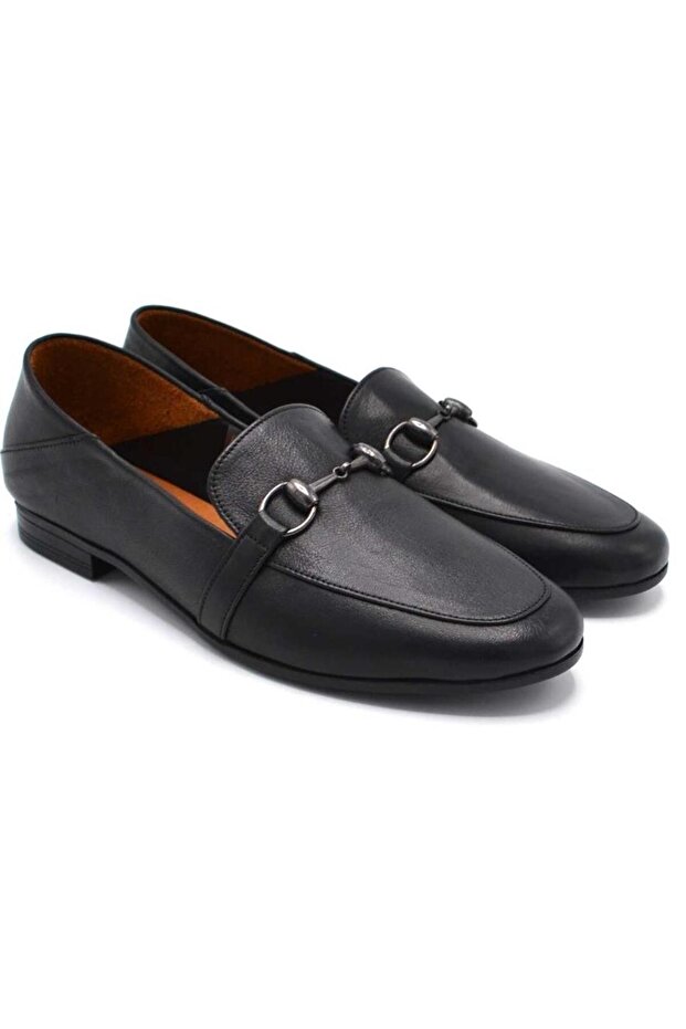 219803501 Women's Genuine Leather Buckle Loafer Shoes