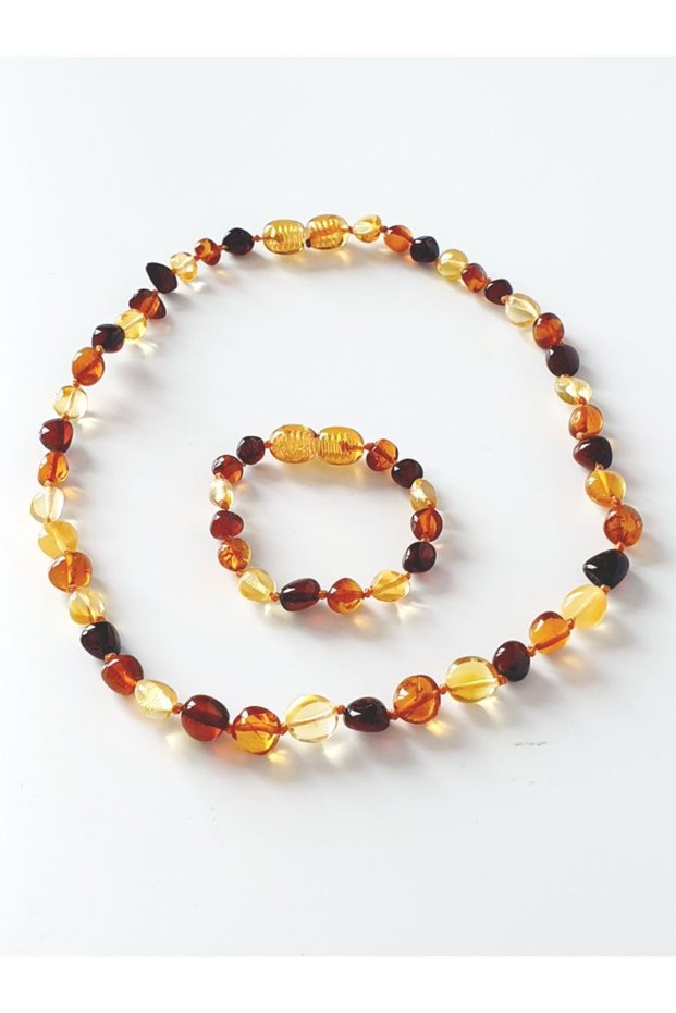 Damla Amber Mother Baby Bracelet Set Bright Natural Color