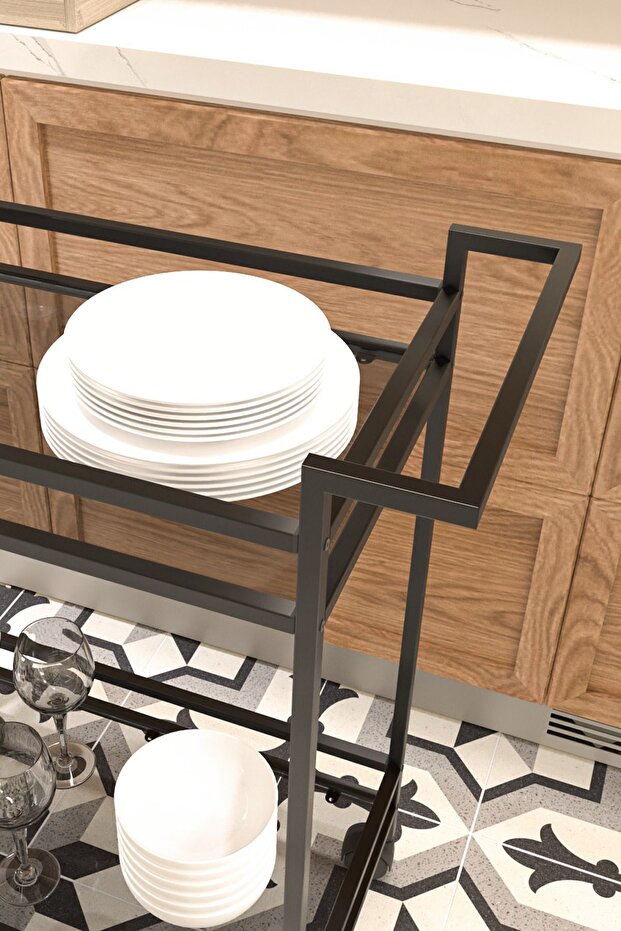 - طاولة جانبية لعربة تقديم العروض التقديمية ذات العجلات متعددة الأغراض من Vortex - 4