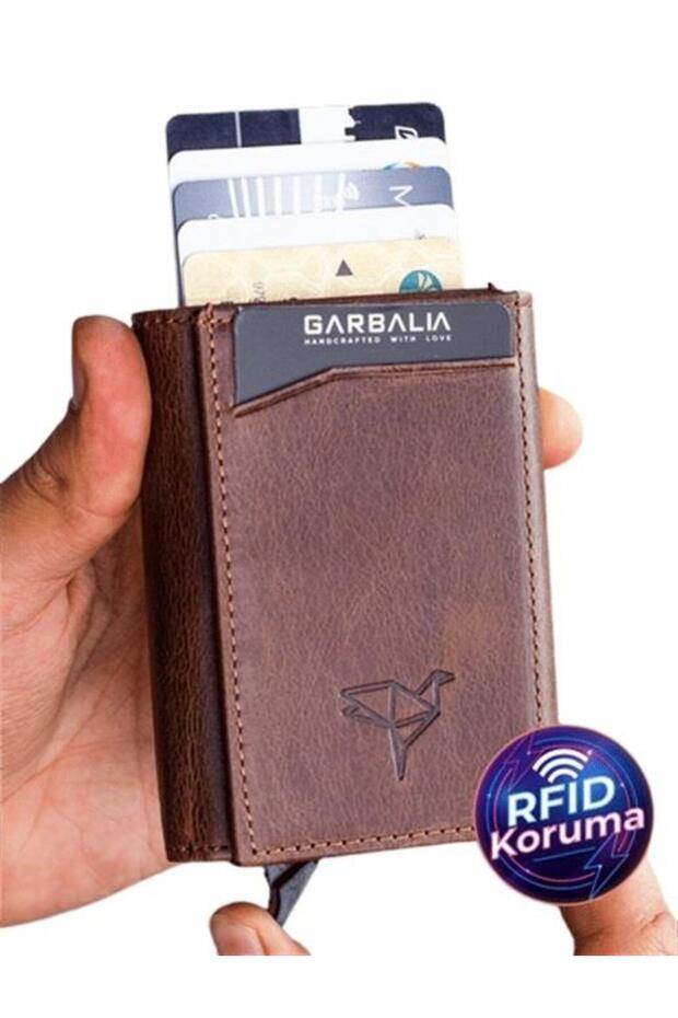 Nentes Leather Mechanism Men's Card Holder-Tan