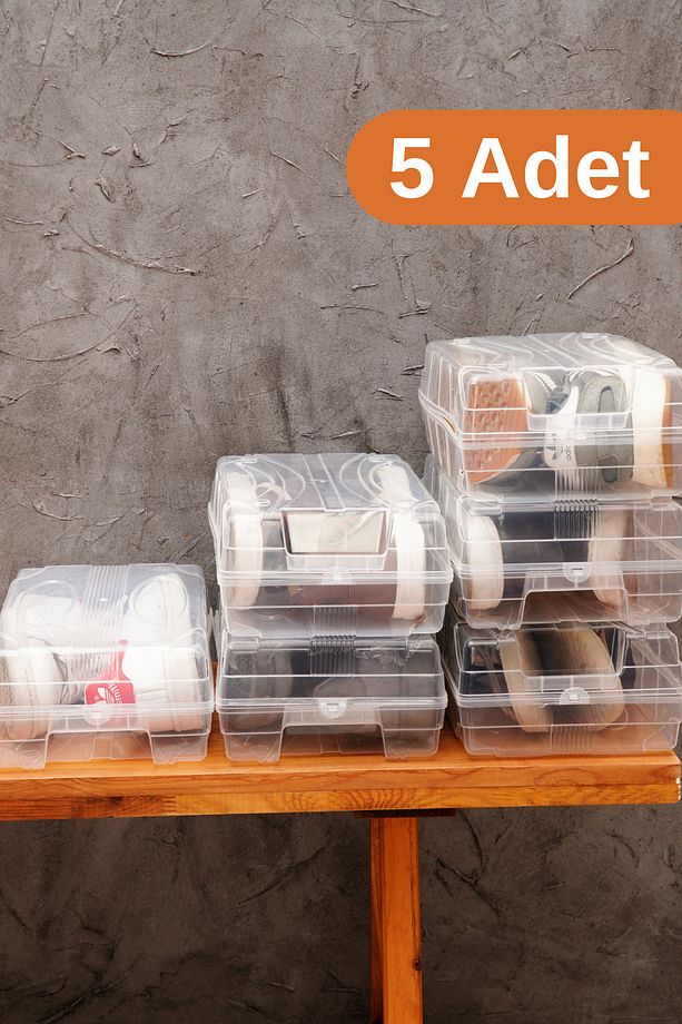 5 Adet - Ayakkabı Kutusu Şeffaf Ayakkabı Saklama Kutusu - 1