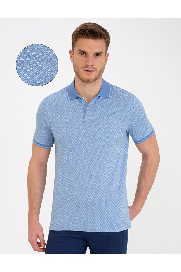 Light Blue Regular Fit Polo Neck T-Shirt 50232460-Vr003
