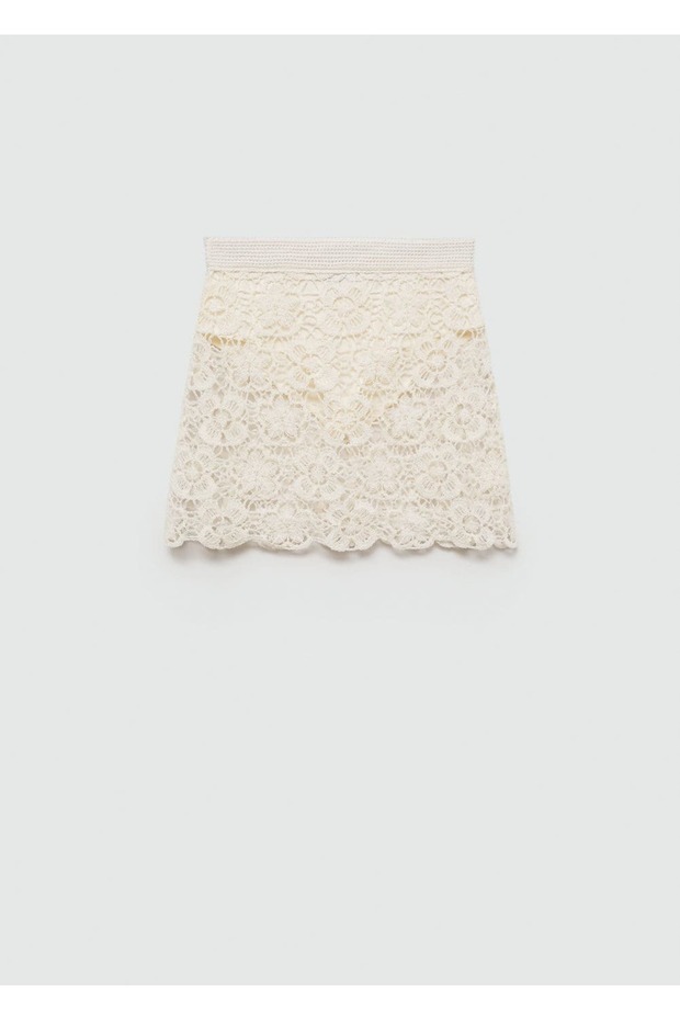 Kroşe çiçekli mini etek - 3