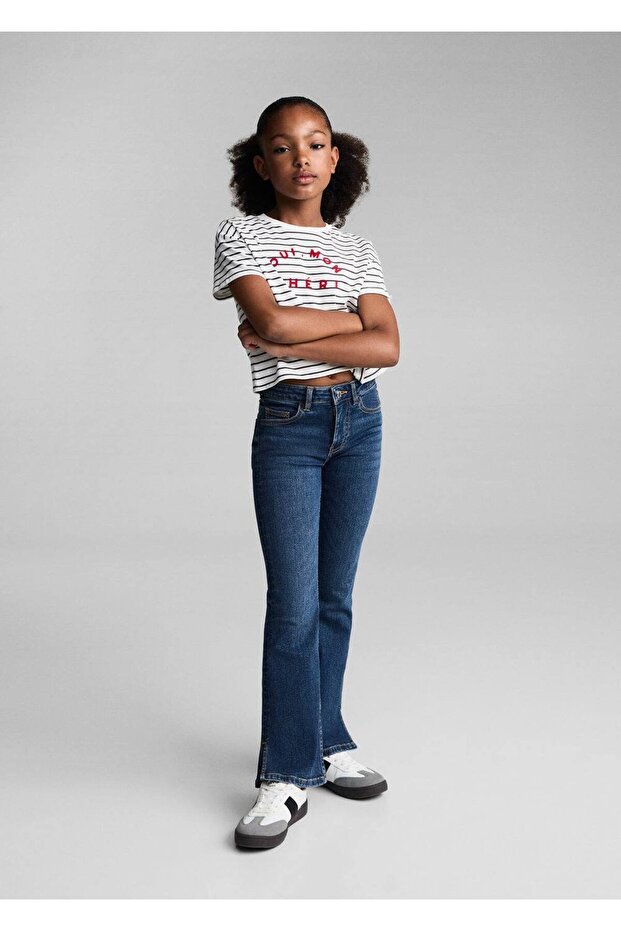 Yırtmaçlı flared jean - 2