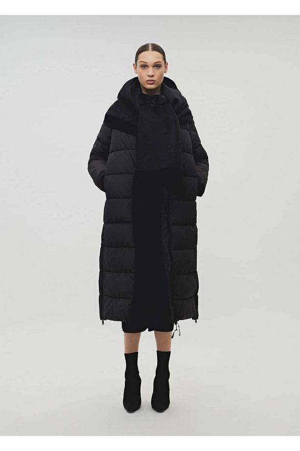 Kapüşonu suni kürklü kapitone anorak - 8