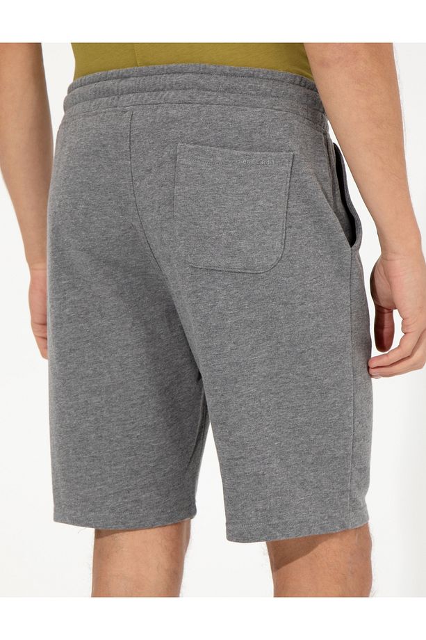 Gri Melanj Standart Fit Örme Şort 50251039-VR086 - 7