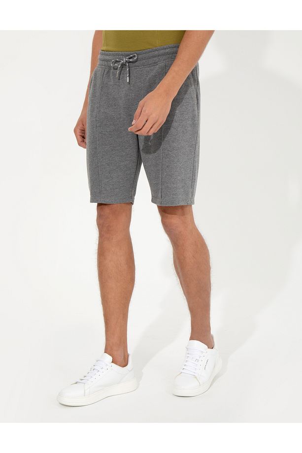 Gri Melanj Standart Fit Örme Şort 50251039-VR086 - 2