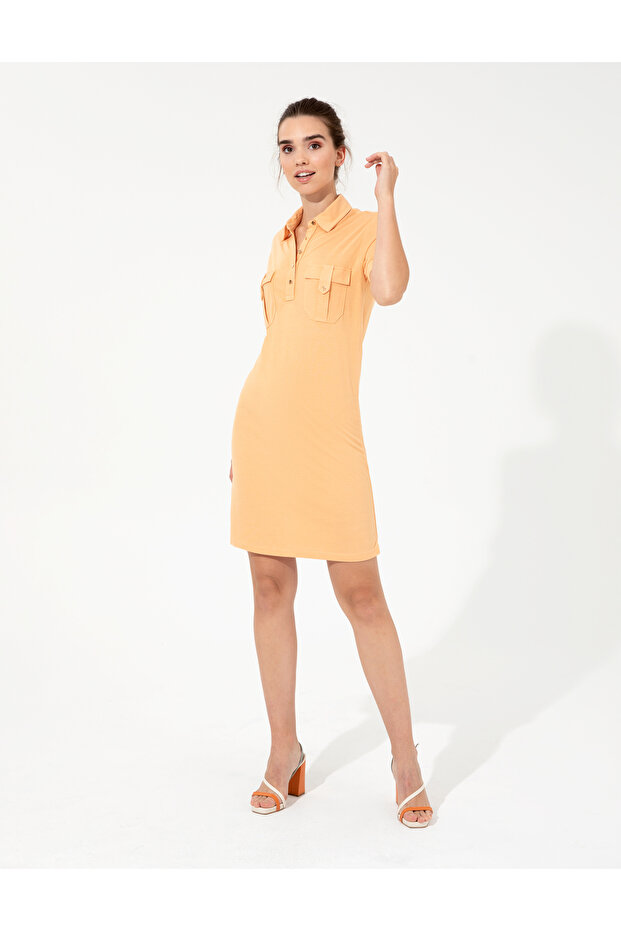 Orange Polo Neck Dress 50250964 -Vr051