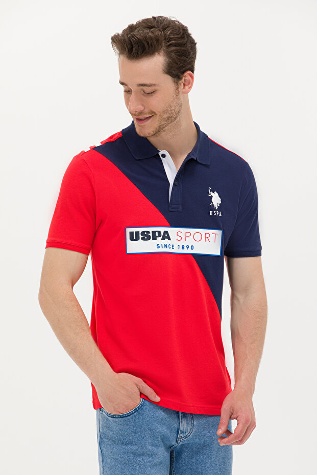 Men's Red Polo Collar T-Shirt 50263339 -Vr030