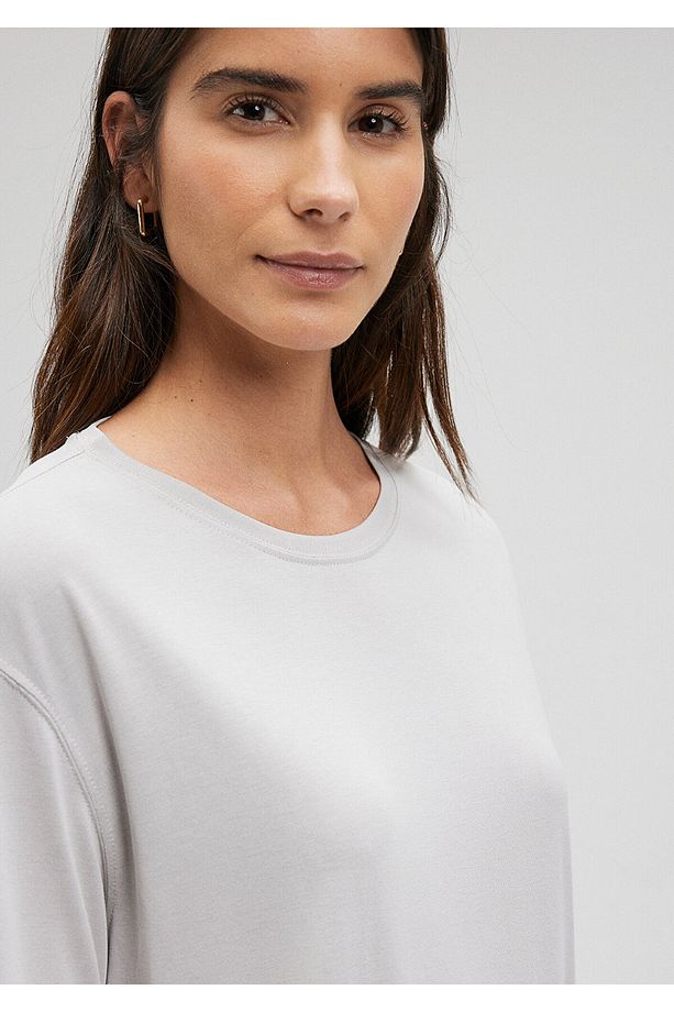Tencel Tm Gri Modal Basic Tişört Regular Fit / Normal Kesim 1611897-70074 - 5