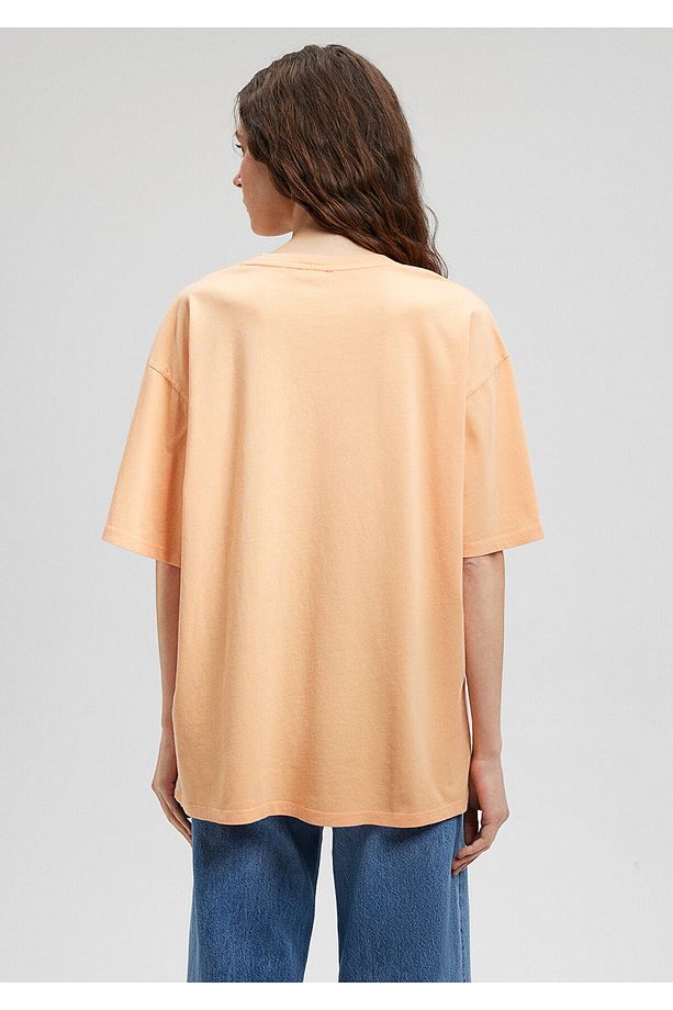 Turuncu Basic Tişört Oversize / Geniş Kesim 1610317-71138 - 4