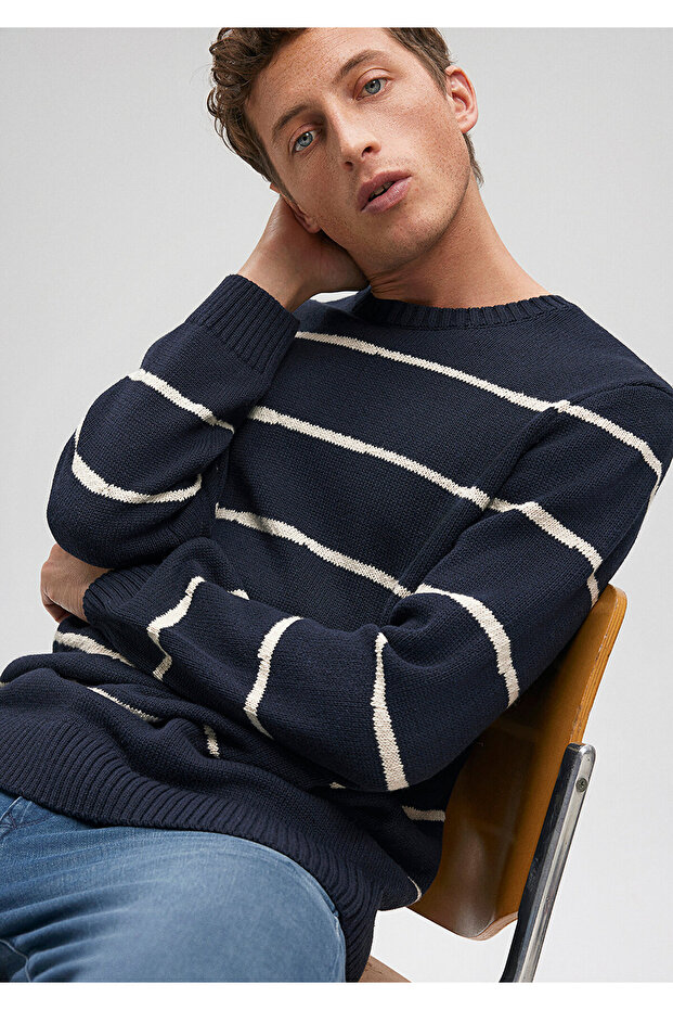 Striped Navy Blue Sweater Slim Fit / Slim Fit0710217-82318
