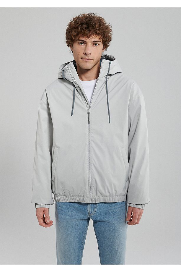 Kapüşonlu Gri Ceket Regular Fit / Normal Kesim 0110333-70074 - 3