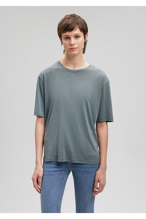 Gri Tencel Tm Modal Basic Tişört Regular Fit / Normal Kesim 1611897-71598 - 3