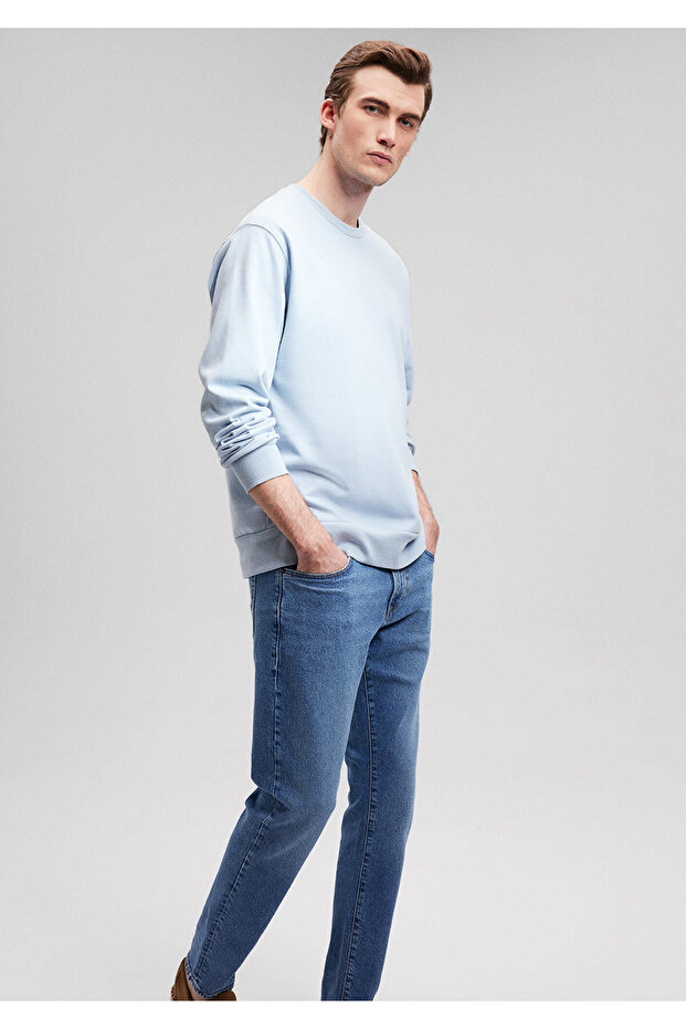 Bisiklet Yaka Mavi Basic Sweatshirt 0S10108-70803 - 2