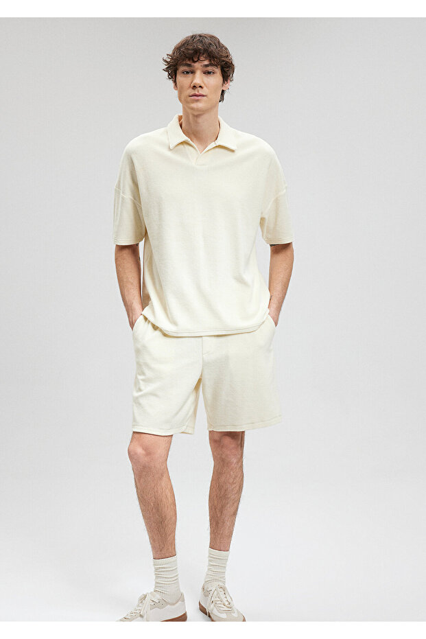 White Polo Shirt Loose Fit / Loose Relaxed Cut 0612047-80194