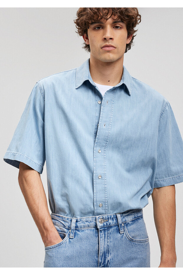 Benson Casual Light Blue Jean Shirt Oversize / Wide Cut 0210220-87155
