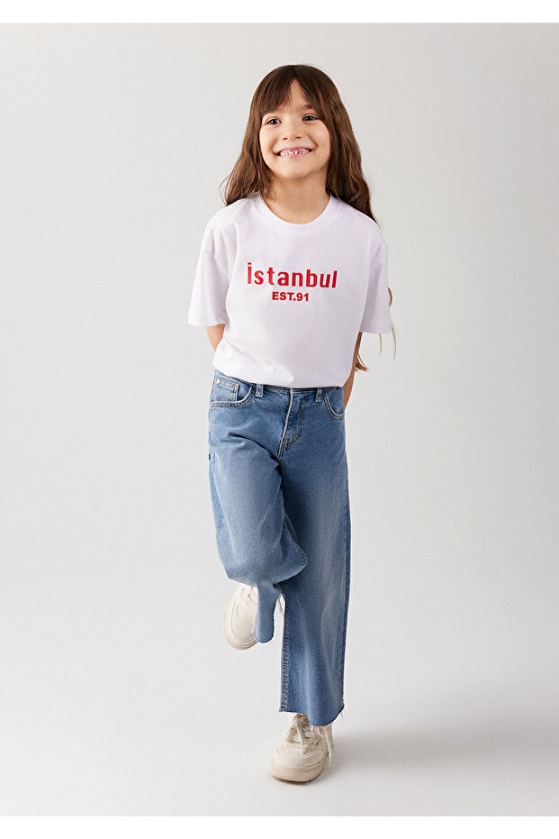 Istanbul Printed White T-Shirt Loose Fit / Loose Relaxed Fit7610175-620