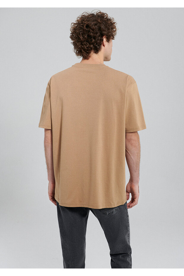 Jeans Baskılı Bej Tişört - 4