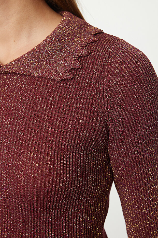 Bordo Polo Yaka Triko Kazak TWOAW25KZ00289 - 4
