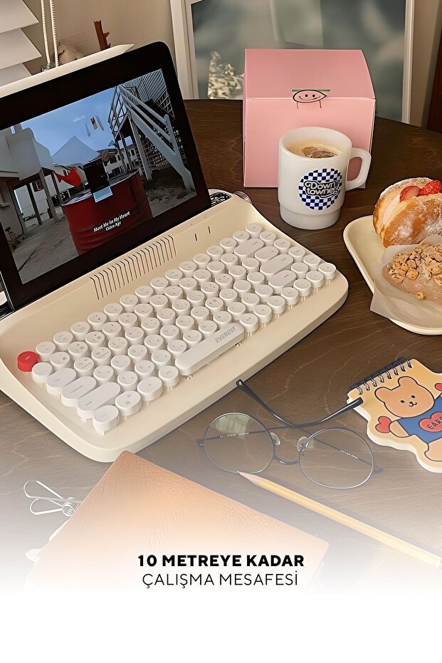 Klavye Daktilo Tipi Pinterest Kb-bt85 Retro Series Bluetooth Daktilo Mac/win /android/ios Kablosuz - 5