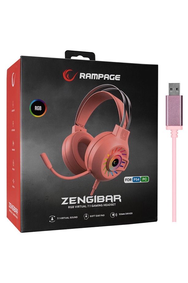 Rm-k44 Zengibar Pembe 7.1 Surround Rgb Işık Efekti Mikrofonlu Oyuncu Kulaklığı - 7
