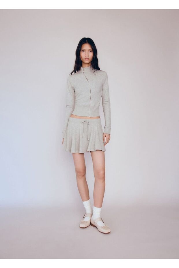 Asimetrik fermuarlı sweatshirt - 2