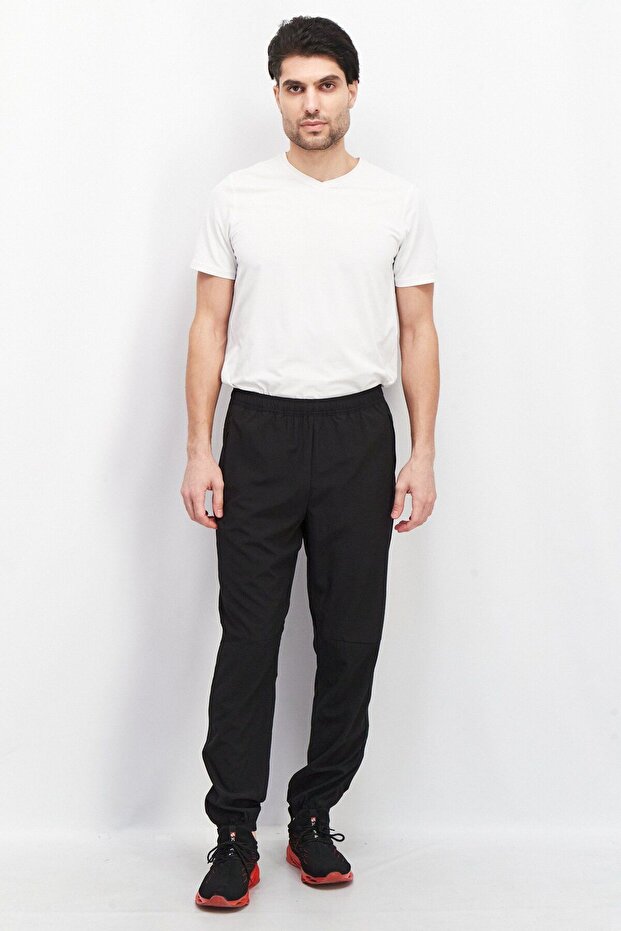 Men Jogger Fit Solid Running Pants, Black - 4