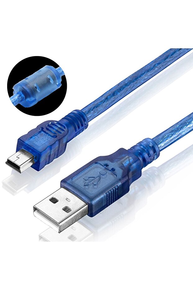 Mini Usb 5 Pin Fitreli V3 Şarj Data Kablosu - 1.5 Metre - 1