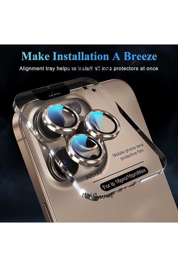 İphone 16 Pro & İphone 16 Pro Max Kamera Koruma Lens Koruyucu Temperli Cam Uygulama Aparatlı Çöl Tit - 2