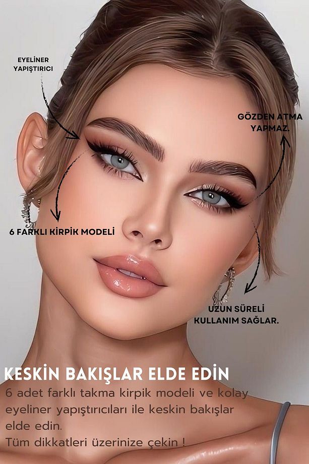 6lı Takma Kirpik Seti -6 Farklı Model Kalem 2 Adet (SİYAH-ŞEFFAF) Yapıştırıcı (KİRPİK APARAT HEDİYE) - 4