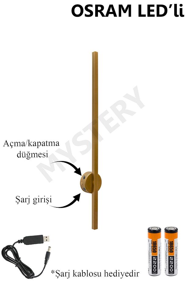 OSRAM LEDLİ Şarjlı Pilli Aplik Modern Dekoratif Led Duvar Aplik 68cm GÜNIŞIĞI - 1