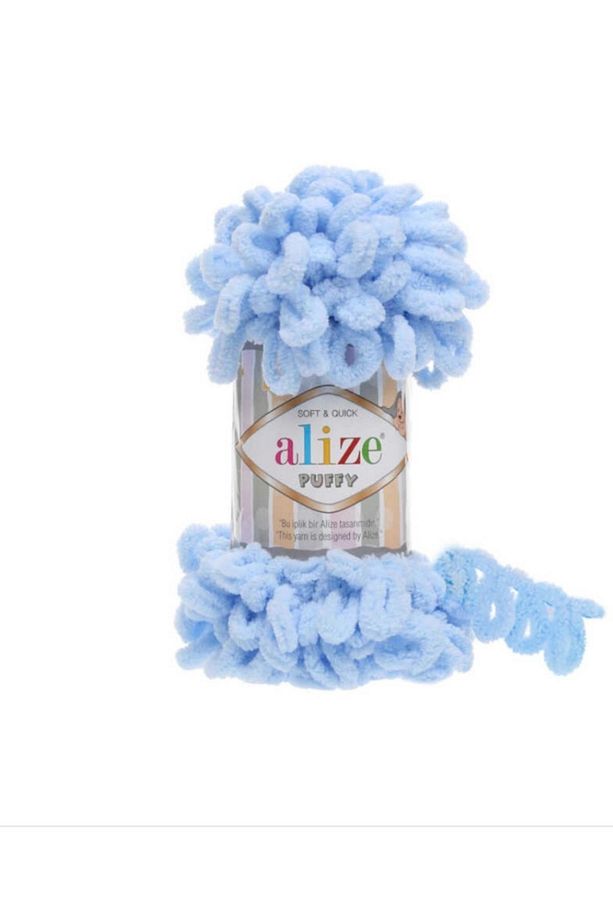Puffy 5 Adet Elle Örülen Kadife Ip No 183 Açık Mavi Isi - 1