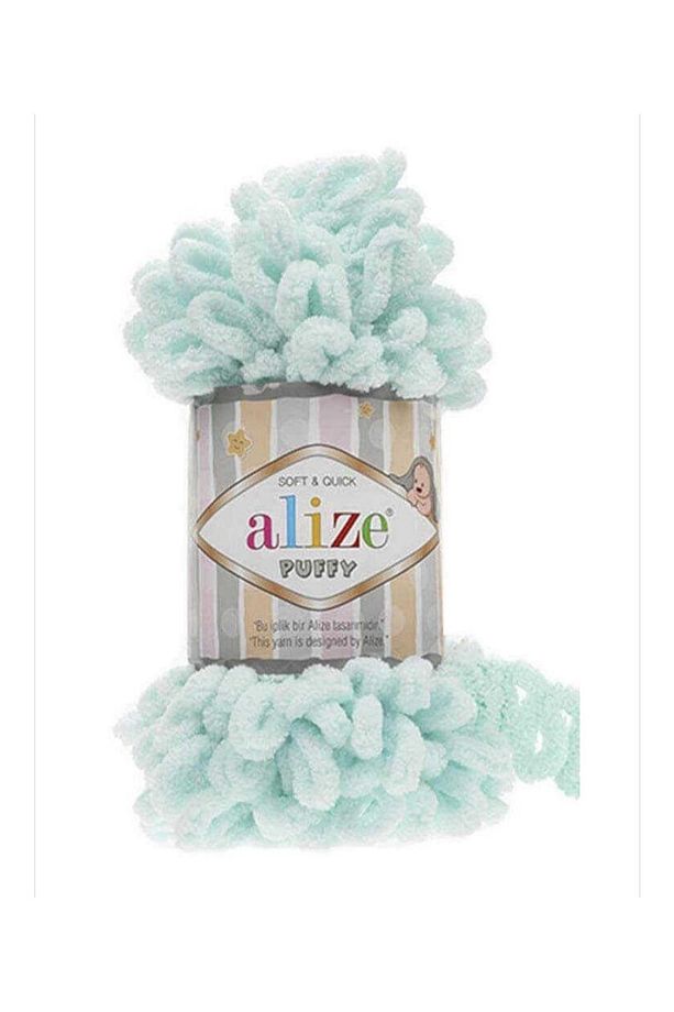 Puffy 5 Adet Elle Örülen Kadife Ip No 15 Açık Su Yeşili - 1